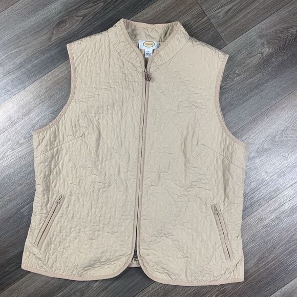 Talbots Jackets & Blazers - Womens Vtg Talbots Quilted Winter Vest Sz XL Tan